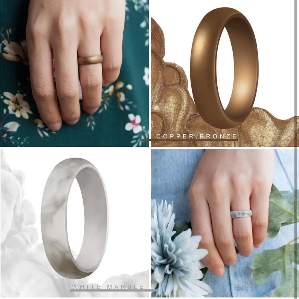 Silicone Wedding Bands Pack of 7